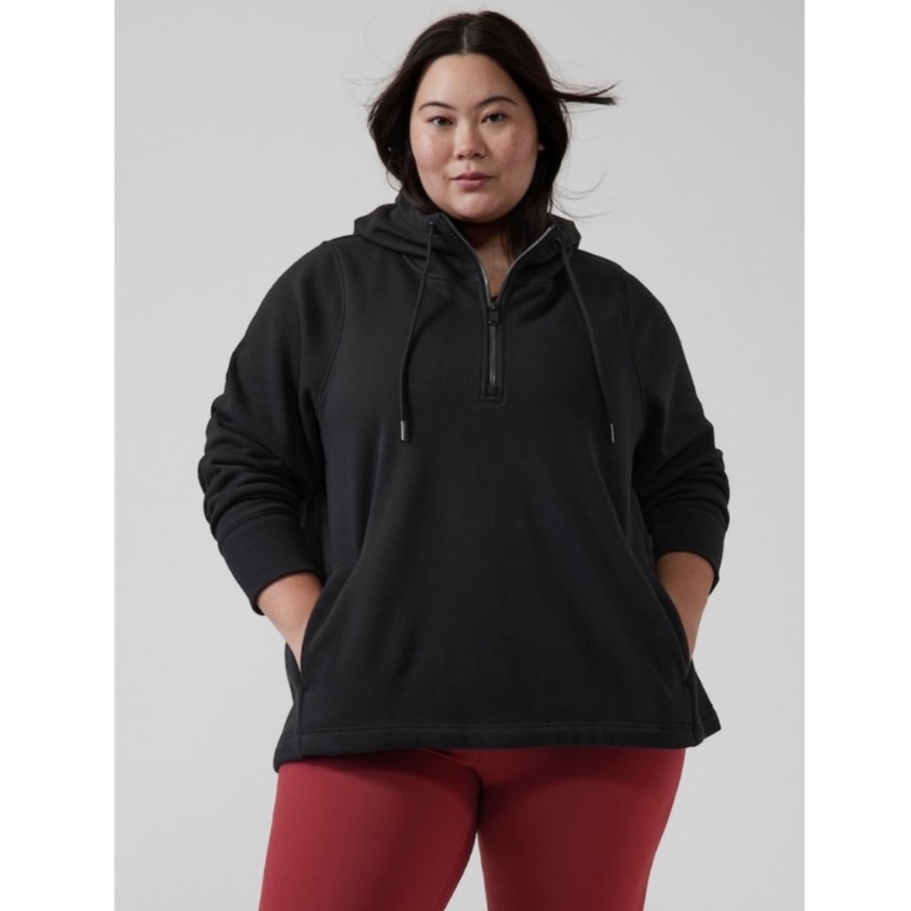 Athleta | Cozy karma 1/4 zip hoodie in black